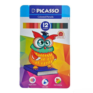 مداد رنگی 12 رنگ پیکاسو جعبه فلزی