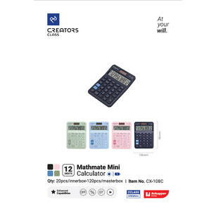 ماشین حساب سی کلاس مدل مت میت طرح مینی کد CX-108C رنگ آبی