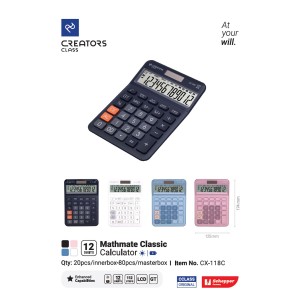 ماشین حساب سی.کلاس کریتورز مدل مت میت طرح کلاسیک کد CX-118C-1 رنگ صورتی