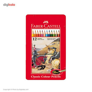 مداد رنگی 12 رنگ فابر کاستل مدل Classic فلزی