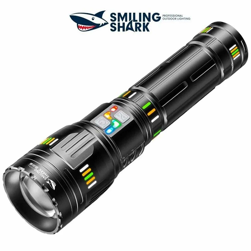 چراغ قوه پر نور شارژی و پاوربانک اسمایلینگ شارک SD-5996