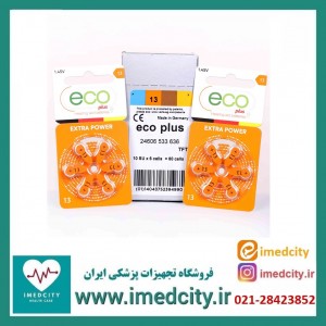 باتری سمعک  شماره 13 اکو پلاس eco بسته 6 عددی
