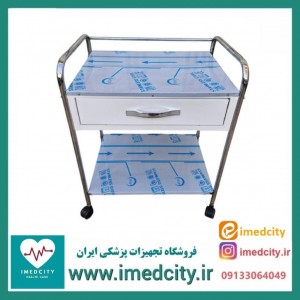 ترالی پانسمان یک کشو پزشک آرا مدل PN-SK1 با رویه استیل