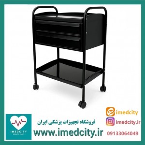 ترالی پانسمان دو کشو پزشک آرا مدل PN-AK2M با رویه فلزی