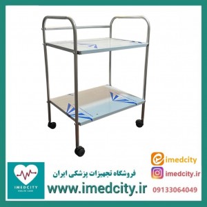 ترالی پانسمان دو طبقه کارتنی پزشک آرا با رویه استیل و دوام بالا