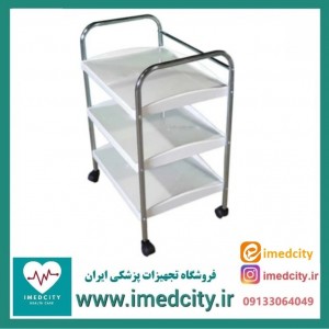 ترالی پانسمان سه طبقه پزشک آرا مدل PN-AT3 با رویه ABS