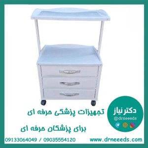 ترالی زیبایی سه کشو بزرگ ABS پزشک آرا سبک و مقاوم