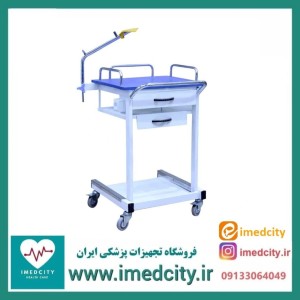 ترالی ECG پزشک آرا با رویه MDF و دو کشوی کاربردی