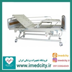 تخت بیمارستانی سه شکن مکانیکی تمام ABS پزشک آرا تنظیم ارتفاع