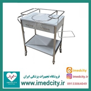 ترالی حمل دارو استیل دو کشو پزشک آرا
