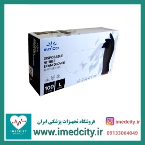 دستکش نیتریل بدون پودر اینتکو INTCO بسته ۱۰۰ عددی