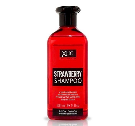 شامپو فاقد سولفات و پارابن XHC حجم 400میل مناسب موهای کراتین شده با عصاره و رایحه توت فرنگی