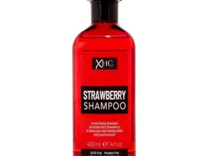 شامپو فاقد سولفات و پارابن XHC حجم 400میل مناسب موهای کراتین شده با عصاره و رایحه توت فرنگی