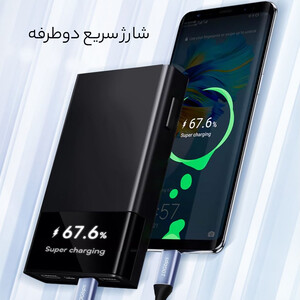 خرید کابل شارژ سریع و انتقال داده تایپ سی به تایپ سی 60 وات یک متری کوتسی