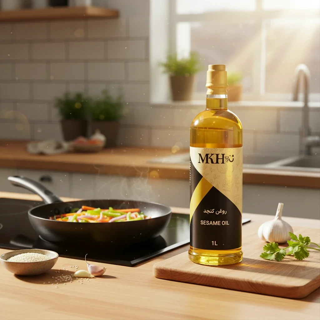 روغن کنجد ارگانیک پرس سرد مناسب سرخ&zwnj;کردن با نقطه دود بالا