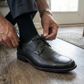 کفش مجلسی مردانه چرم نادر مدل کلاسیک ساعتی بندی