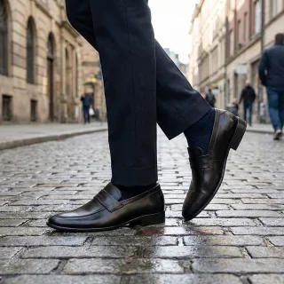 کفش مجلسی مردانه چرم نادر مدل کلاسیک بی بند