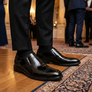 کفش مجلسی مردانه هشترک نادر مدل سفیر کشدار ورنی کد 319