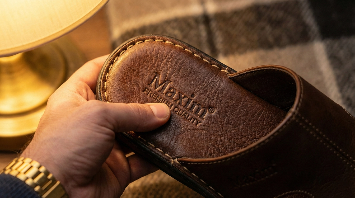 کفی تمام چرم و طبی در دمپایی&zwnj;های مردانه ماکسیم