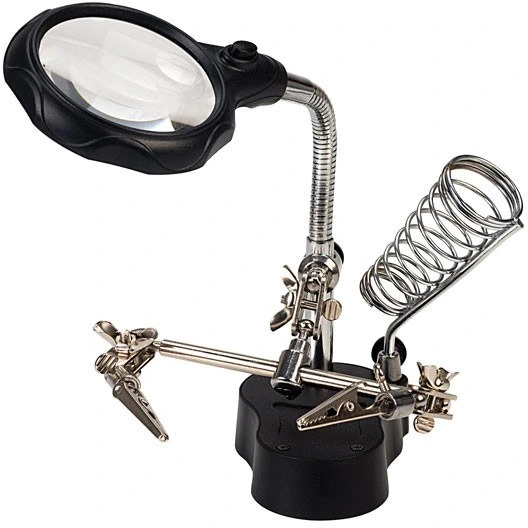 گیره مونتاژ به همراه ذره بین و چراغ LED مدل TE-801