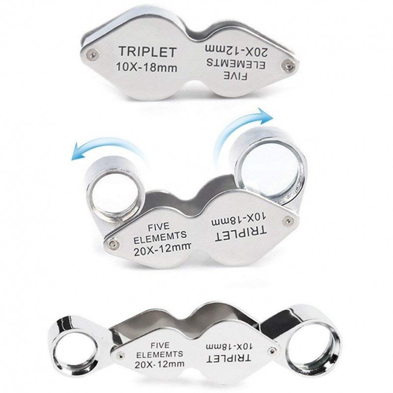 ذره بین استیل دو چشمی 10x/20x