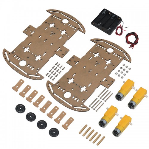 کیت کامل شاسی ربات 4 چرخ به همراه موتور گیربکس دار