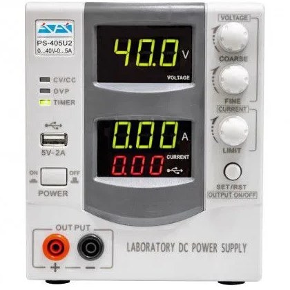 منبع تغذیه دیجیتال 0-40 ولت 5 آمپر آداک  ( ADAK PS-405U2F 40V , 5A + USB)