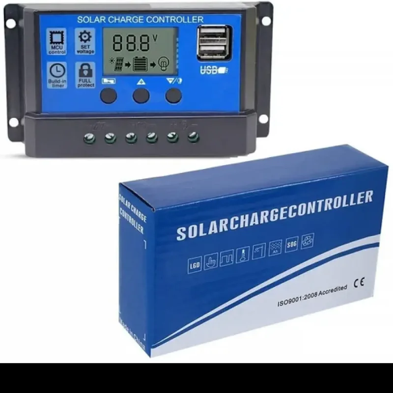 کنترل شارژ پنل خورشیدی (Solar Charge Controller) مدل PWM با ظرفیت 10Aو 12V