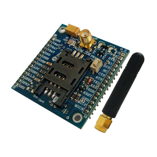 ABg121S( برد توسعه SIM800F، قابل مونتاژ، با آنتن. طرح S  (آنتن صاف SMA ,5cm))