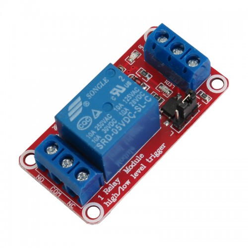 ماژول رله 5 ولت یک کاناله دارای اپتوکوپلر و جامپر تعیین سطح تریگر