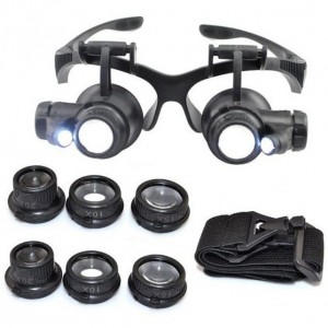 ذره بین عینکی دوچشمی 4 لنز 10X,15X, 20X,25X مدل 9892GJ فوق العاده عالی