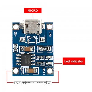 ماژول شارژر لیتیومی مدل TP4056 با کانکتور Micro USB