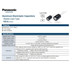 خازن الکترولیتی صوتی 330UF/6.3V مالزی مارک PANASONIC سری KA