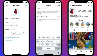 قابلیت اضافه کردن ضمایر شخصی به پروفایل اینستاگرام