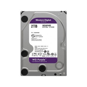 هارددیسک اینترنال وسترن دیجیتال مدل Purple WD20PURZ ظرفیت 2 ترابایت، سرعت چرخش 5400 دور در دقیقه، سایز هد 3.5 اینچی