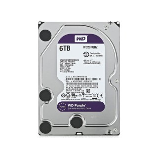 هارددیسک اینترنال وسترن دیجیتال مدل Purple WD60PURZ ظرفیت 6 ترابایت، سرعت چرخش 5400 دور در دقیقه، سایز هد 3.5 اینچی