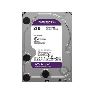 هارددیسک اینترنال وسترن دیجیتال مدل Purple WD20PURZ ظرفیت 2 ترابایت، سرعت چرخش 5400 دور در دقیقه، سایز هد 3.5 اینچی