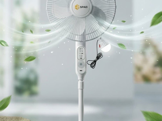 پنکه ایستاده 25 وات اسپاد مدل SOLAR_FAN به همراه پنل خورشیدی