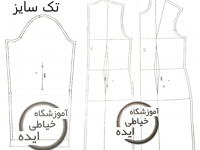 الگو آماده بالاتنه و آستین تک سایز ( سایز 52 )