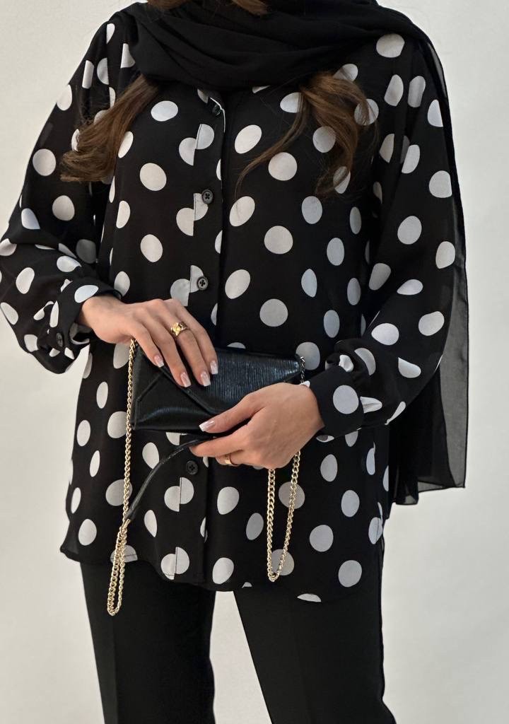 شومیز کرپ خال خالی