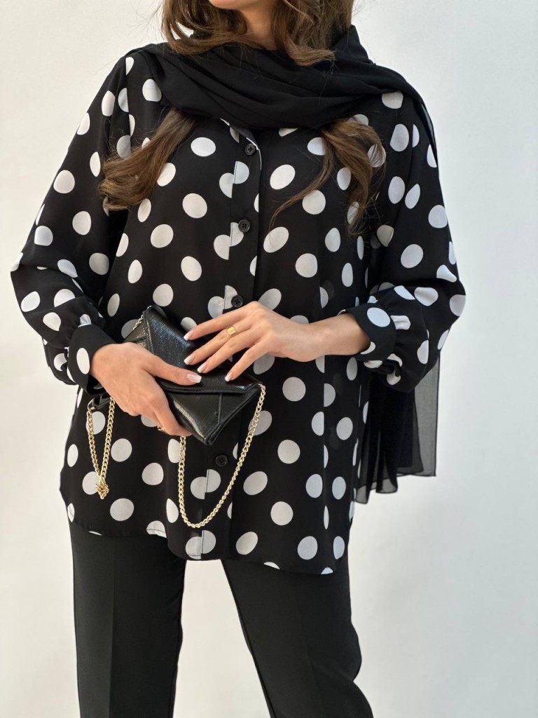 شومیز کرپ خال خالی