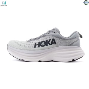 کفش هوکا باندی 8 ایکس واید طوسی مدل HOKA BONDI 8 (EXTRA WIDE) 1127955-SHMS
