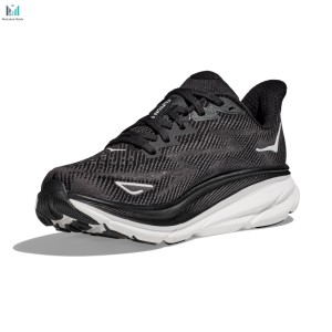 کتونی هوکا کلیفتون 9 واید مشکی سفید مدل Hoka One One Clifton 9 1132211BWHT Wide (D)