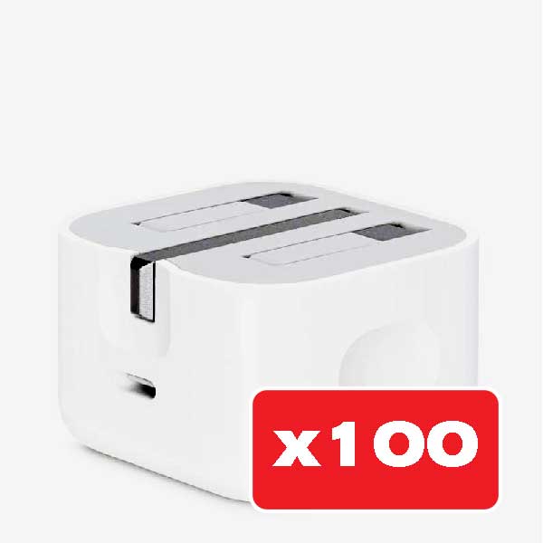 پک 100 عددی شارژر دیواری اپل اورجینال مدل 20 وات B/A