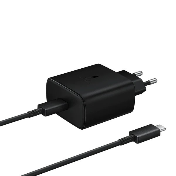 شارژر دیواری سامسونگ 45 وات اصلی سوپر فست شارژ بدون تبدیل مدل TA-845 به همراه کابل تایپ سی