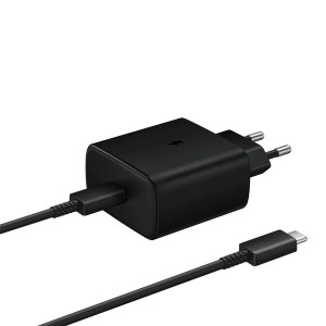 شارژر دیواری سامسونگ 45 وات اصلی سوپر فست شارژ بدون تبدیل مدل TA-845 به همراه کابل تایپ سی