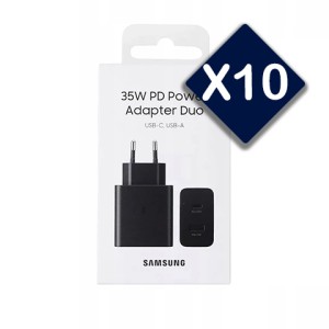 پک 10 عددی شارژر دیواری سامسونگ مدل EP-TA220 توان 35 وات اصلی سوپر فست شارژ