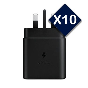 پک 10 عددی شارژر دیواری سامسونگ 45 وات مدل EP-TA845 سه شاخه اروپا