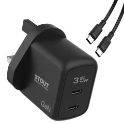 شارژر دیواری ۳۵ وات پاوا مدل Stout Gan Travel Charge به همراه کابل USB-C به لایتنینگ