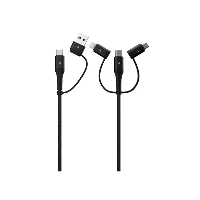 کابل شارژر همه کاره 65W پاوا مدل به طول ۱/۲ متر PW-12BDAIN1 Braided ( pawa all in on pd )